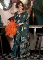 Pure Sattin Green Party Wear Weaving Saree